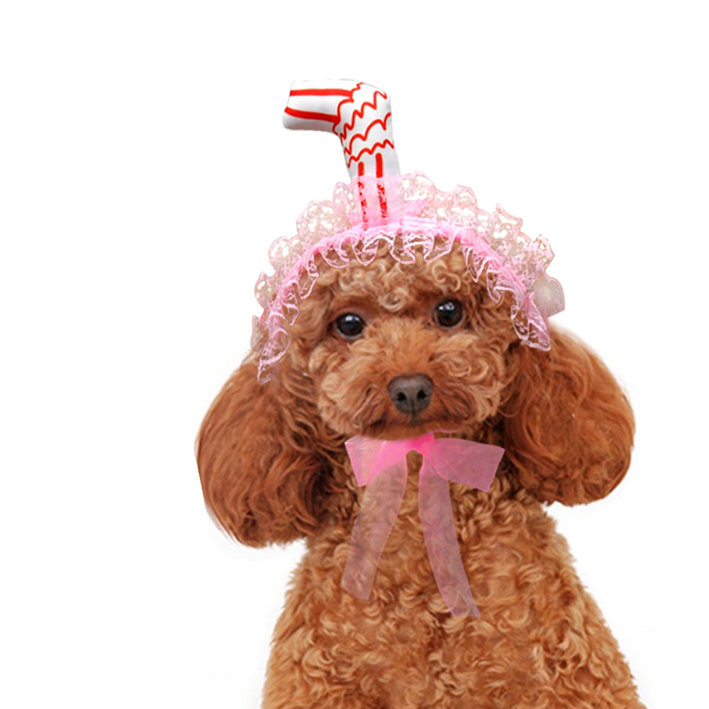 Lace Dog Hat Cap Pet Headwear Hats With Ear Holes Cute Straw Design Birthday Party Accessories
