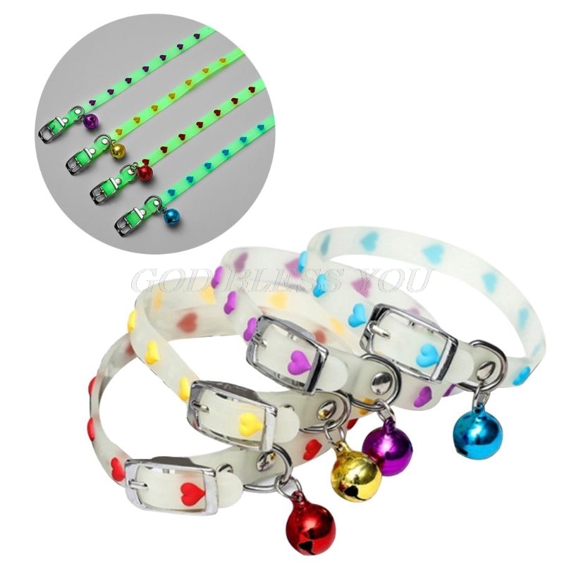 Pet Glowing Collars with Bells Glow at Night Dogs Cats Necklace Light Luminous Neck Ring Accessories Drop Shipping
